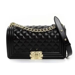 Black jelly shoulder purse